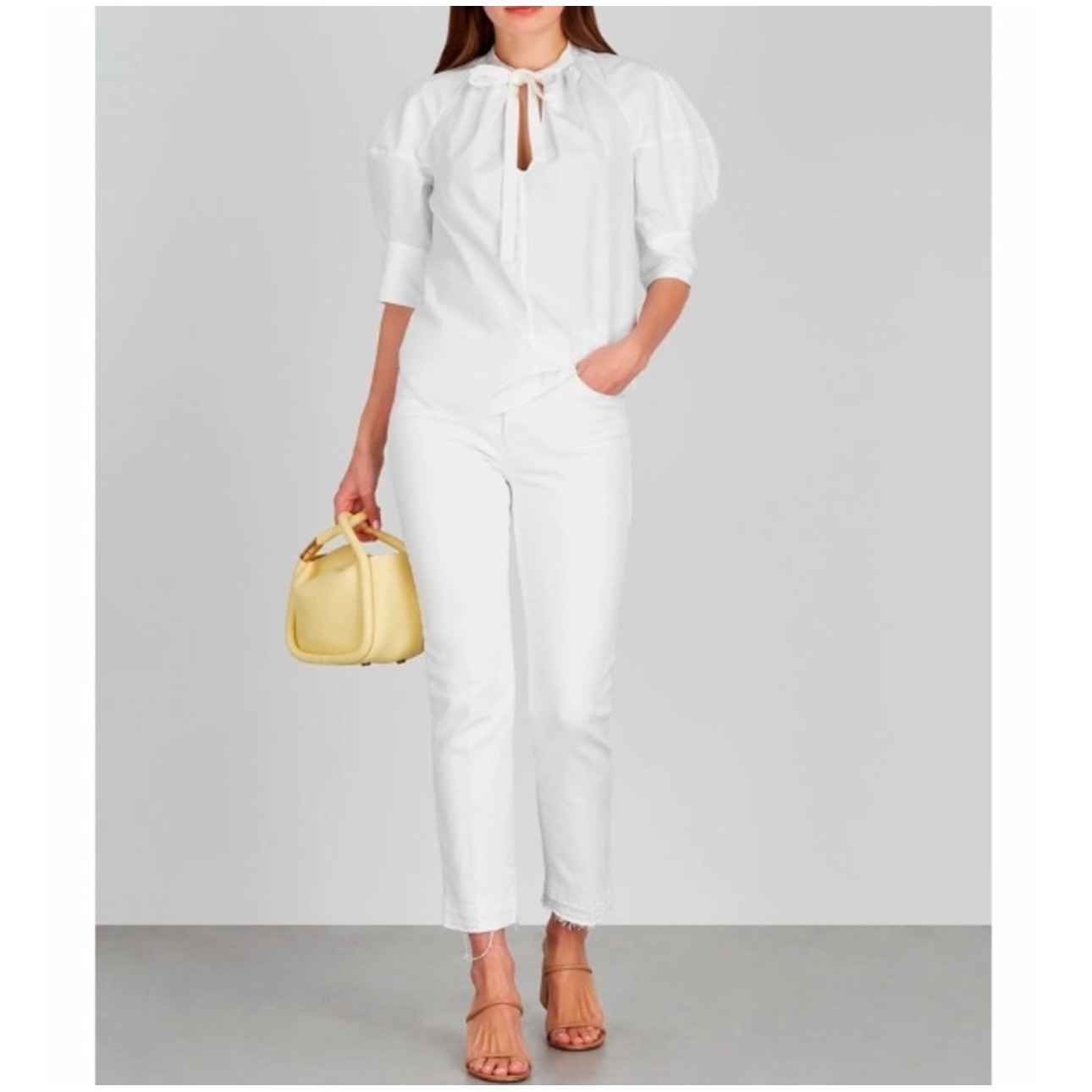 Frame Denim Le High Straight White Jeans Size 26 Frayed Hem Blanc